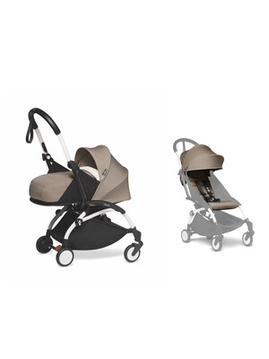 Babyzen YOYO2 Stroller White Frame with Taupe Newborn Pack & FREE 6+ Color Pack